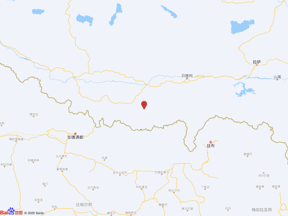 西藏日喀則市定日縣（北緯28.45度，東經(jīng)87.52度）發(fā)生5.0級地震