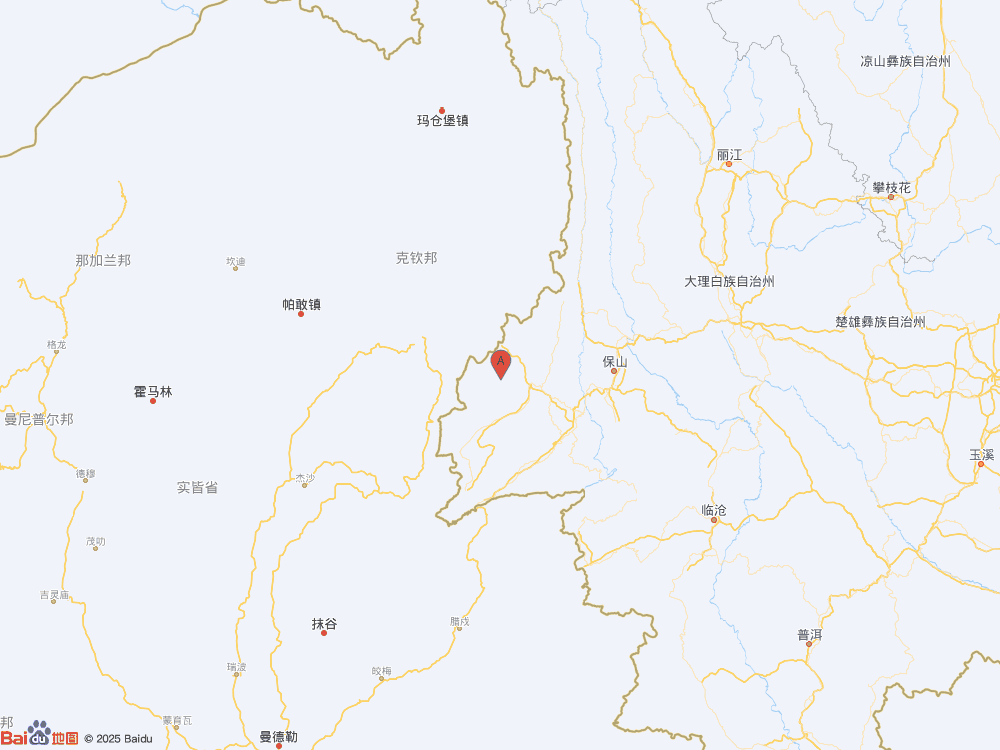 云南德宏州盈江縣（北緯25.12度，東經(jīng)98.13度）發(fā)生4.5級(jí)地震