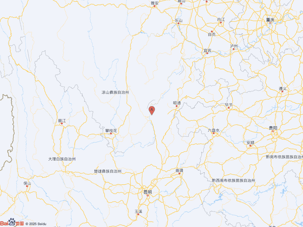 云南昭通市巧家縣（北緯27.14度，東經(jīng)102.96度）發(fā)生3.4級地震