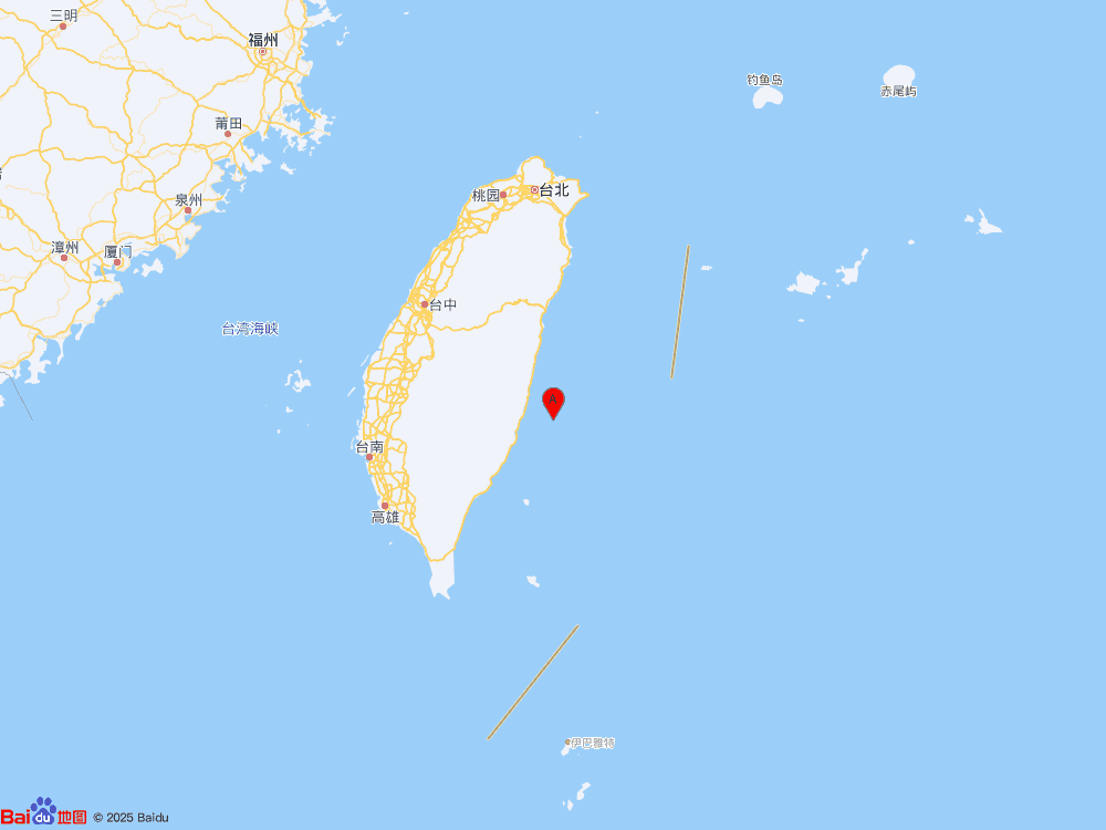 臺灣臺東縣海域（北緯23.33度，東經(jīng)121.72度）發(fā)生5.8級地震