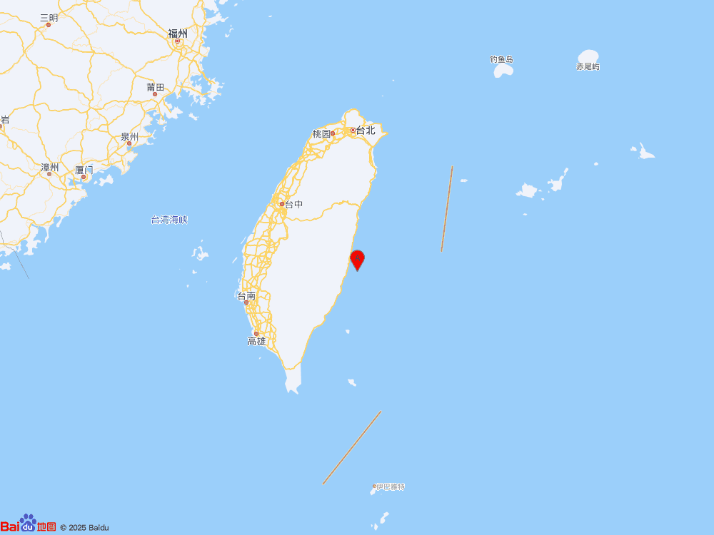 臺(tái)灣花蓮縣海域（北緯23.42度，東經(jīng)121.62度）發(fā)生4.0級(jí)地震