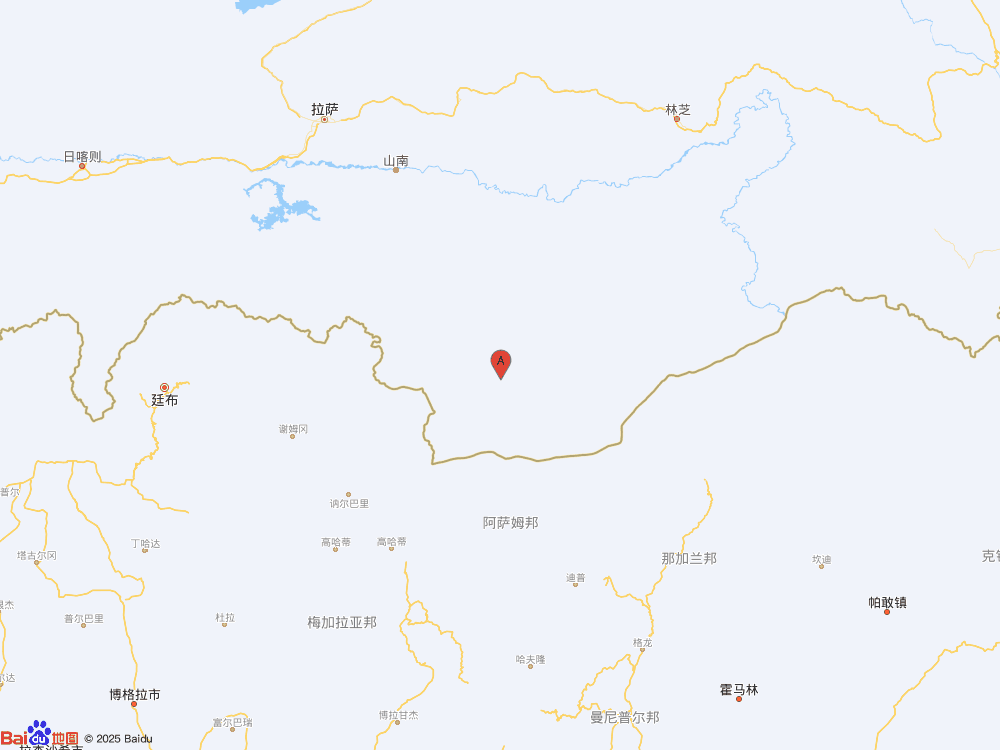 西藏山南市錯那市（北緯27.59度，東經(jīng)92.74度）發(fā)生3.5級地震