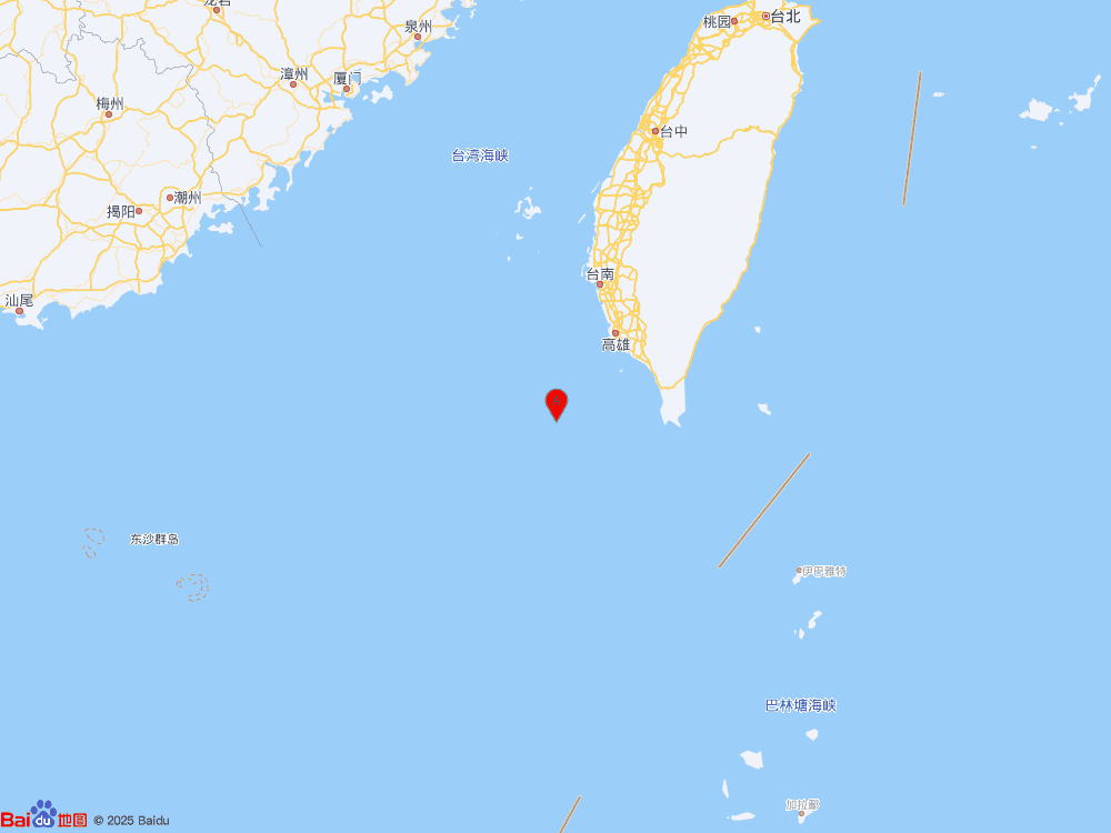 臺(tái)灣高雄市海域（北緯21.99度，東經(jīng)119.83度）發(fā)生4.0級(jí)地震