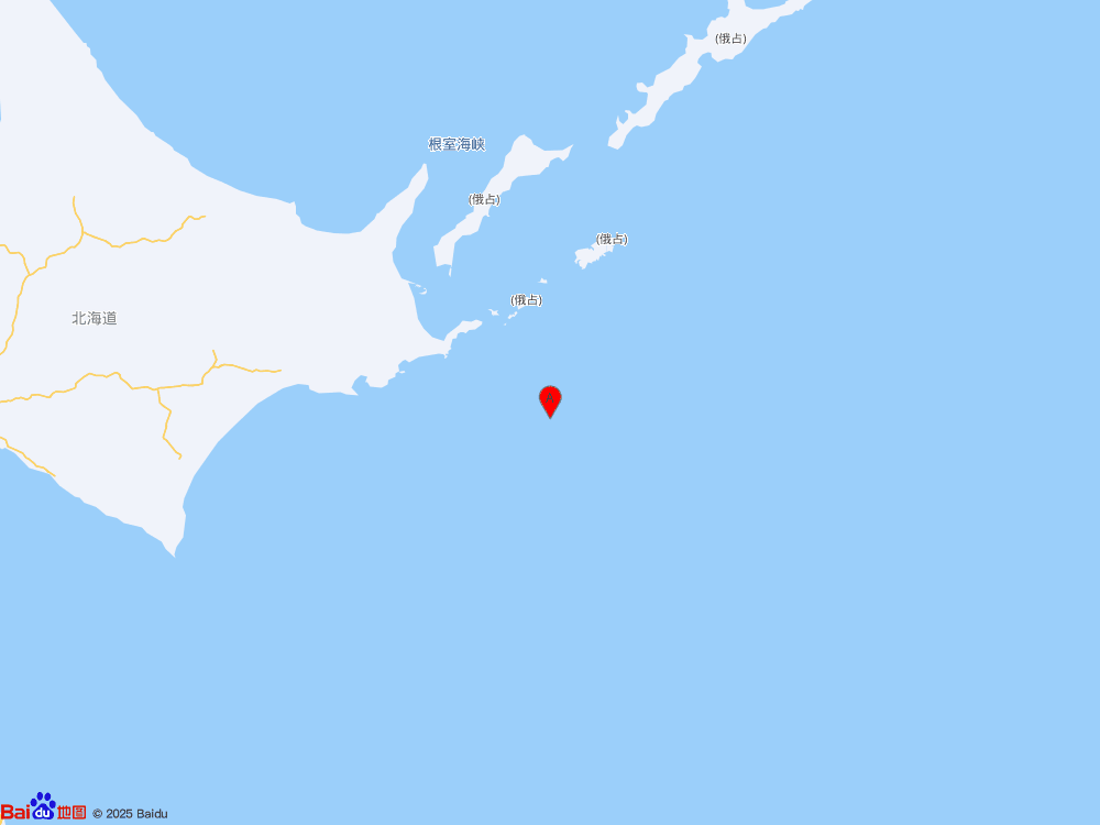 日本北海道沿岸遠(yuǎn)海（北緯42.82度，東經(jīng)146.38度）發(fā)生6.2級地震